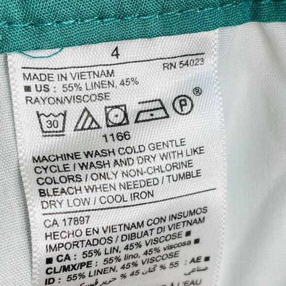 Old Navy Turquoise Green Printed Linen Shorts NWT Size 4 - Picture 8 of 9